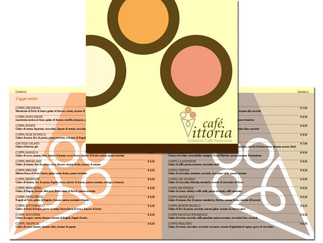 La copertina e una doppia pagina del menù quadrato, im formato 20x20