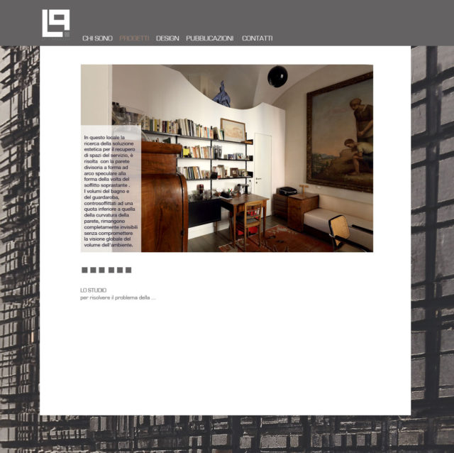 la pagina interna del sito con l'esempio della didascalia in trasparenza