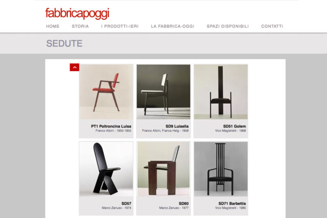 SEDUTE la pagina del sito che raccoglie tutte le sedute prodotte da Poggi